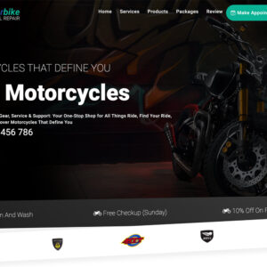 Motorbike Dealer & Services Responsive Clean Landing Page Template
